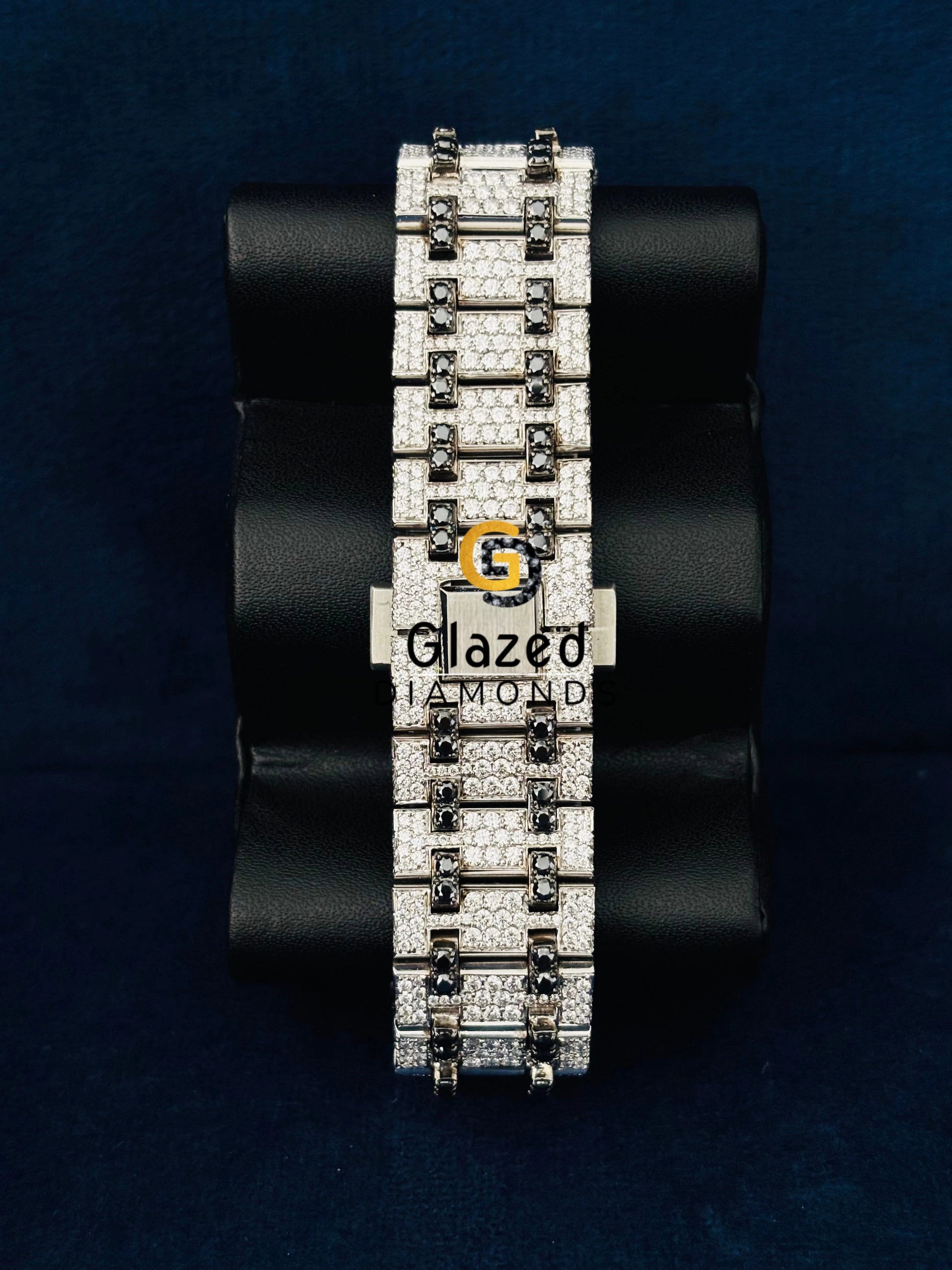 Luxury Stainless Steel Black Diamond Iced Out Watch