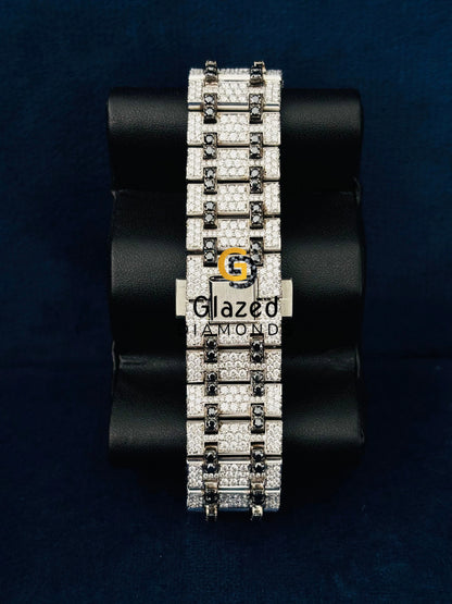 Luxury Stainless Steel Black Diamond Iced Out Watch