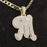 Bust Down M Single Initial Letter Custom Hip Hop Pendant