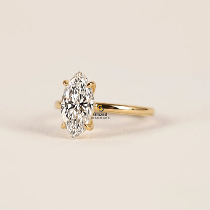 3CT Marquise Cut Solitaire Lab Diamond Engagement Ring