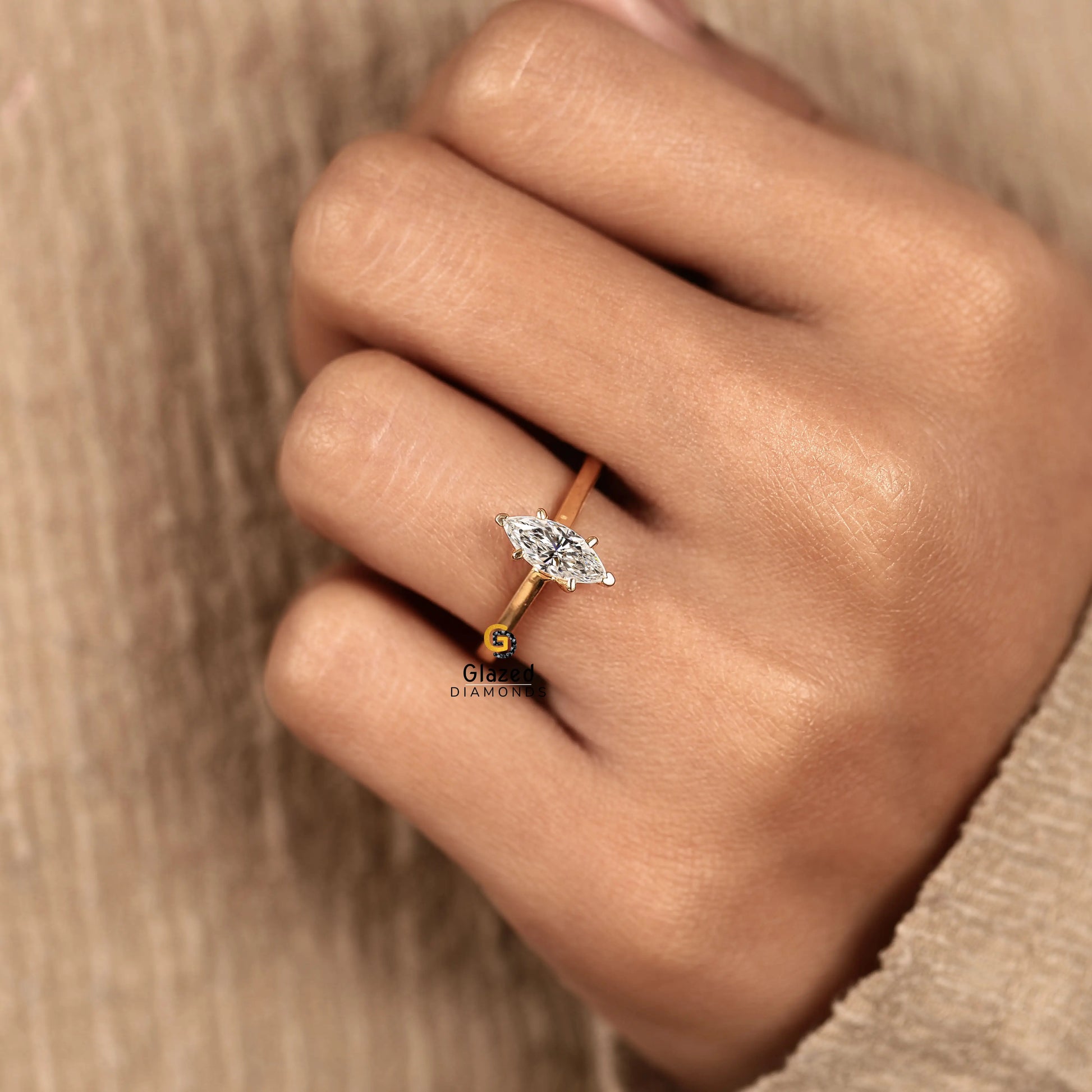 Marquise 6 Prong Lab Diamond Ring