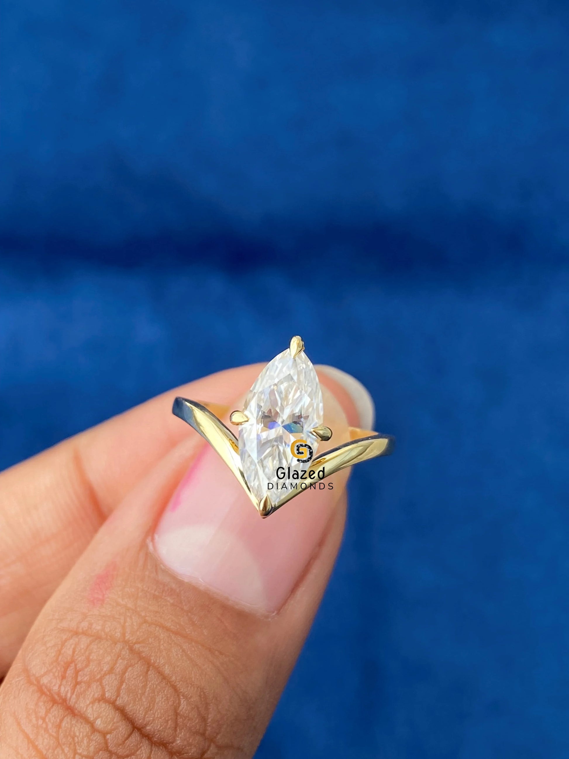 Marquise Cut Moissanite Engagement Ring