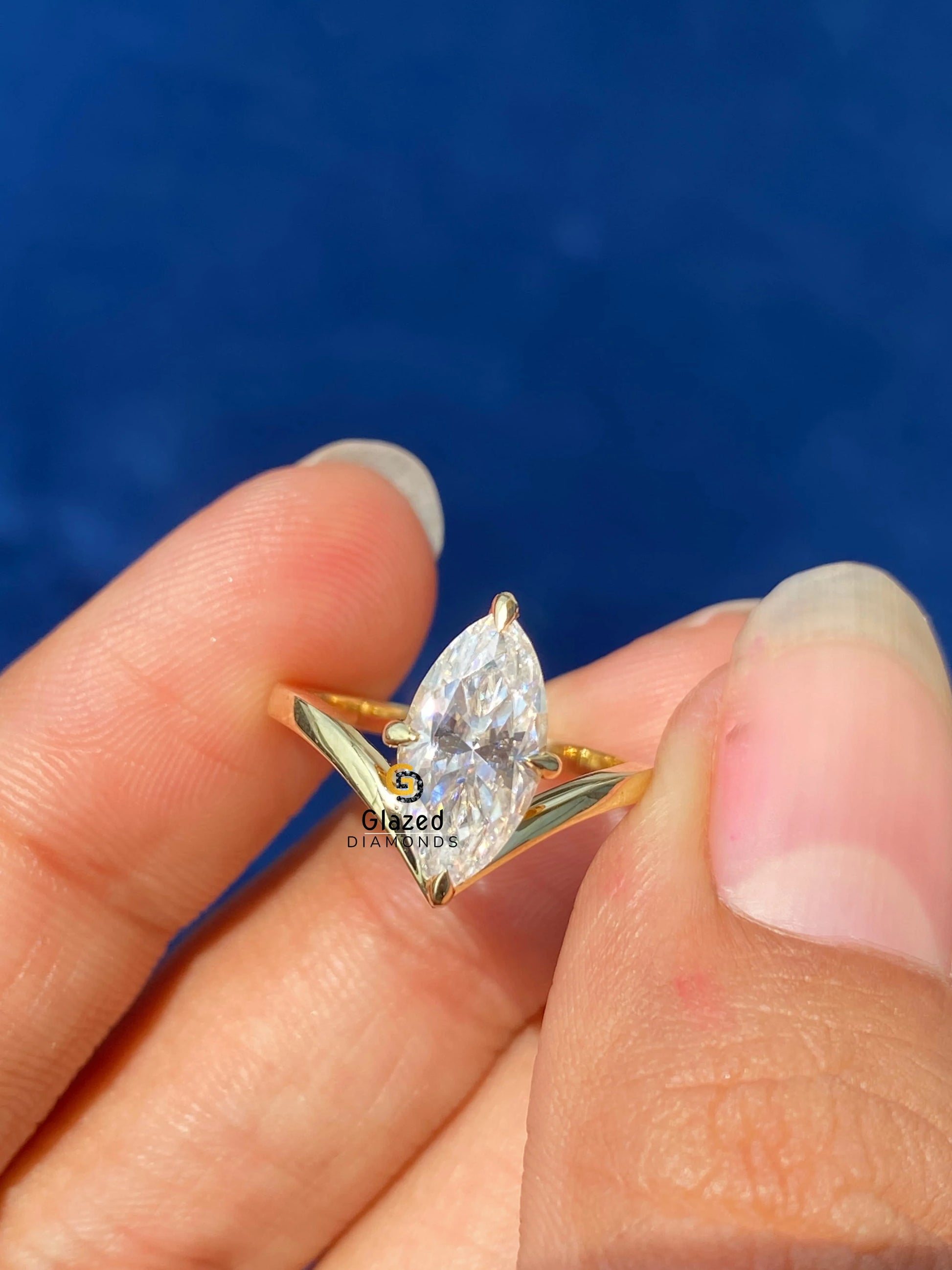 Marquise Cut Moissanite Setting Engagement Solitaire Ring