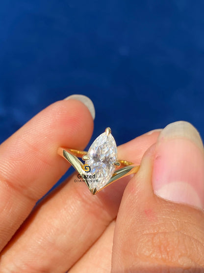 Marquise Cut Moissanite Setting Engagement Solitaire Ring