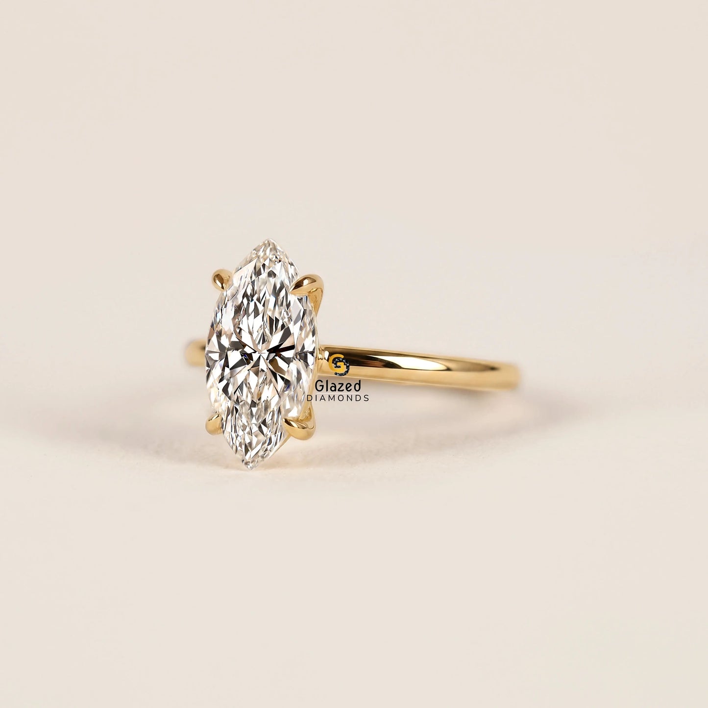 Marquise Cut Solitaire Lab Diamond Engagement Ring