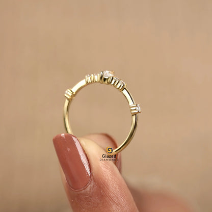 Marquise Distance Pave Wedding Ring