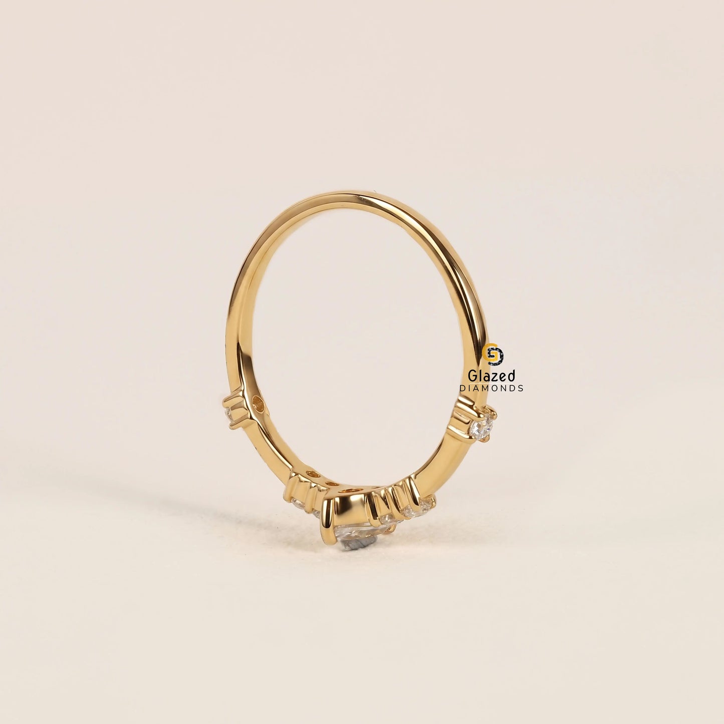 Marquise Lab Diamond Distance Pave Wedding Ring