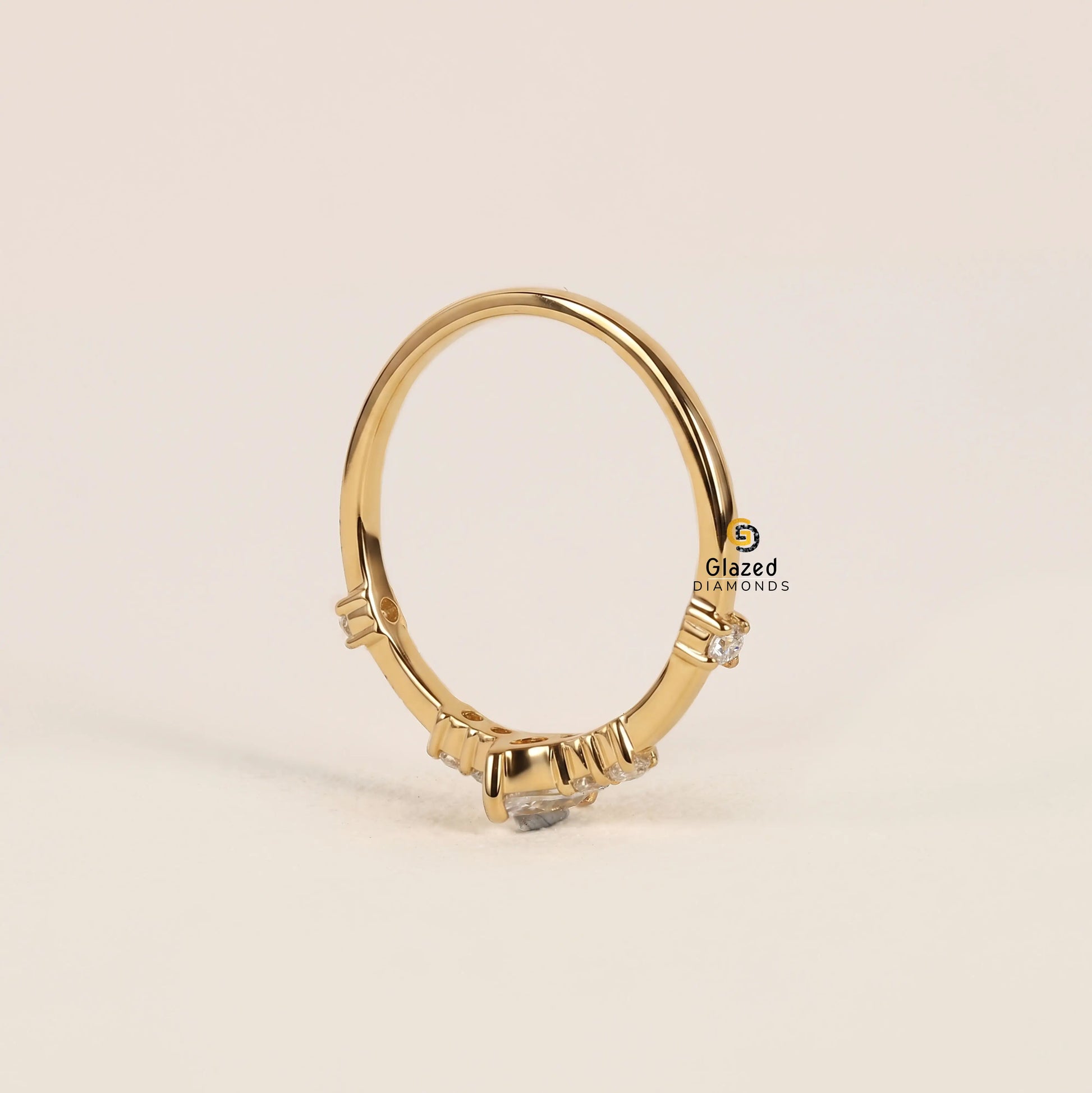 Marquise Lab Diamond Distance Pave Wedding Ring