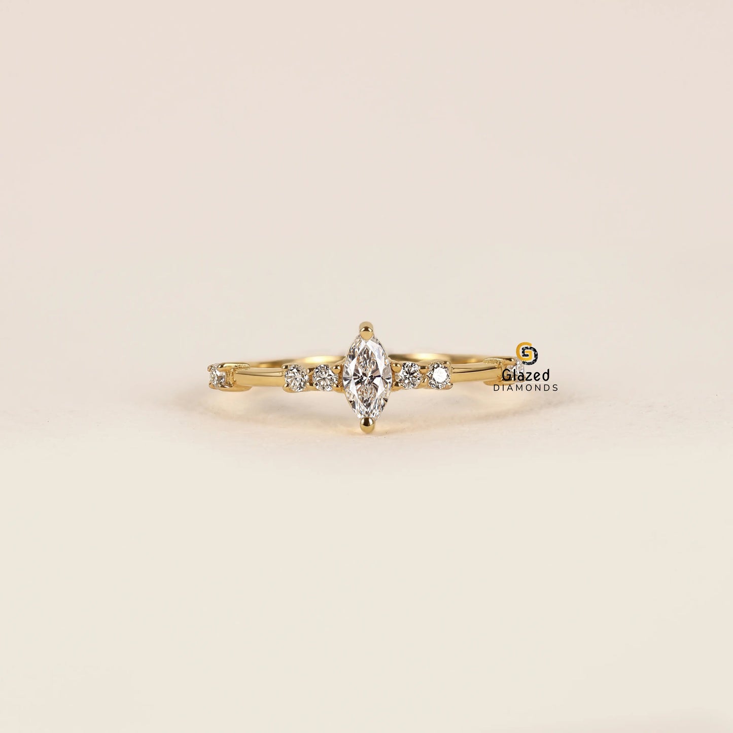 Marquise Lab Diamond Distance Pave Wedding Ring For Women