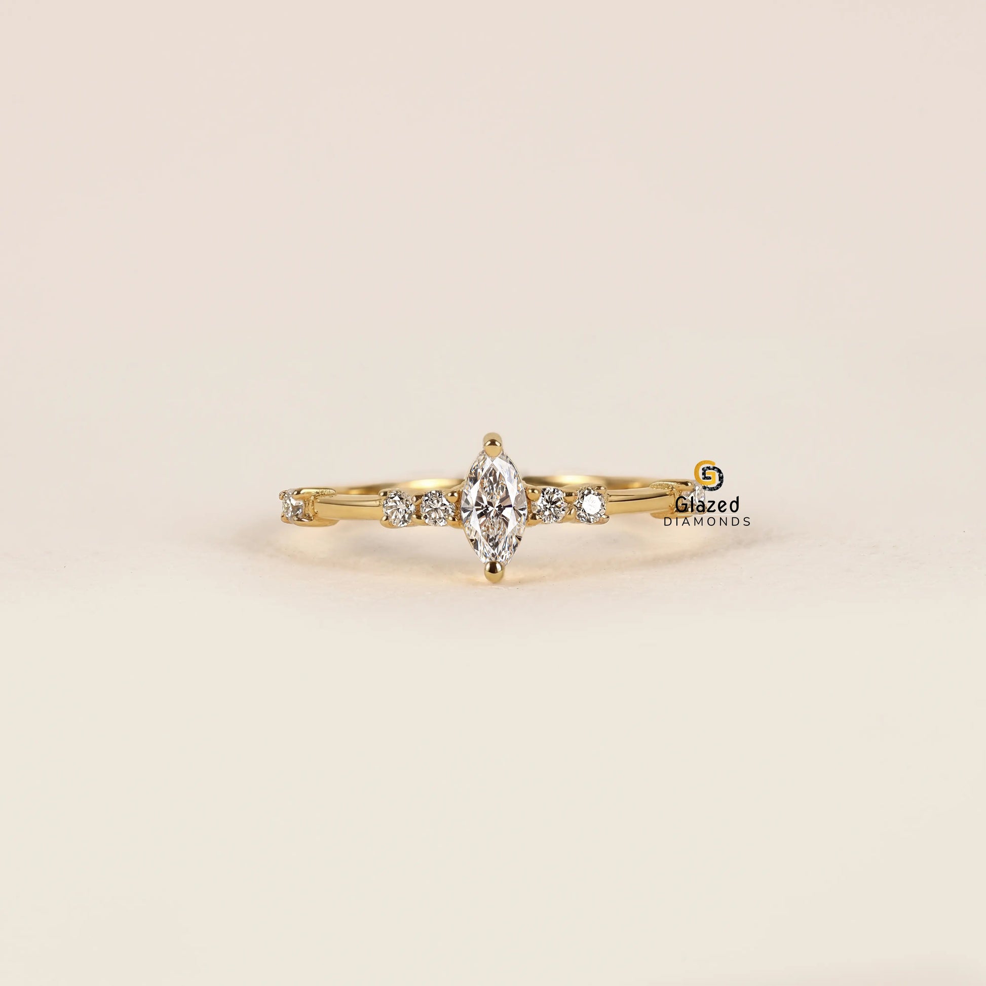 Marquise Lab Diamond Distance Pave Wedding Ring For Women