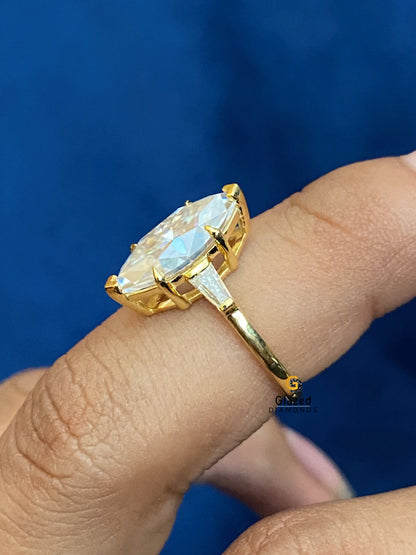 Marquise With Tapper Baguette 6Prong Moissanite Wedding Ring