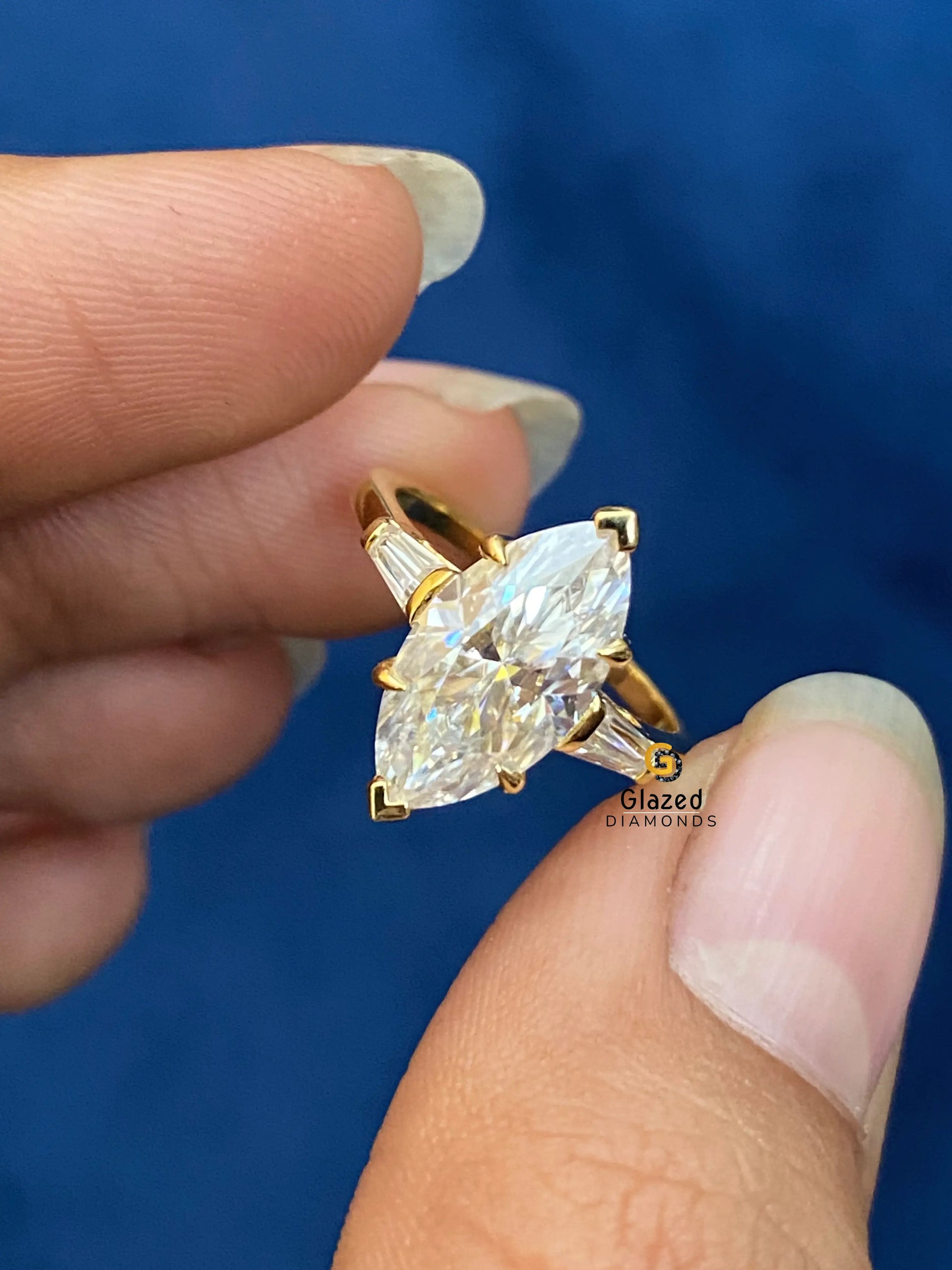 Marquise With Tapper Baguette Moissanite Wedding Ring