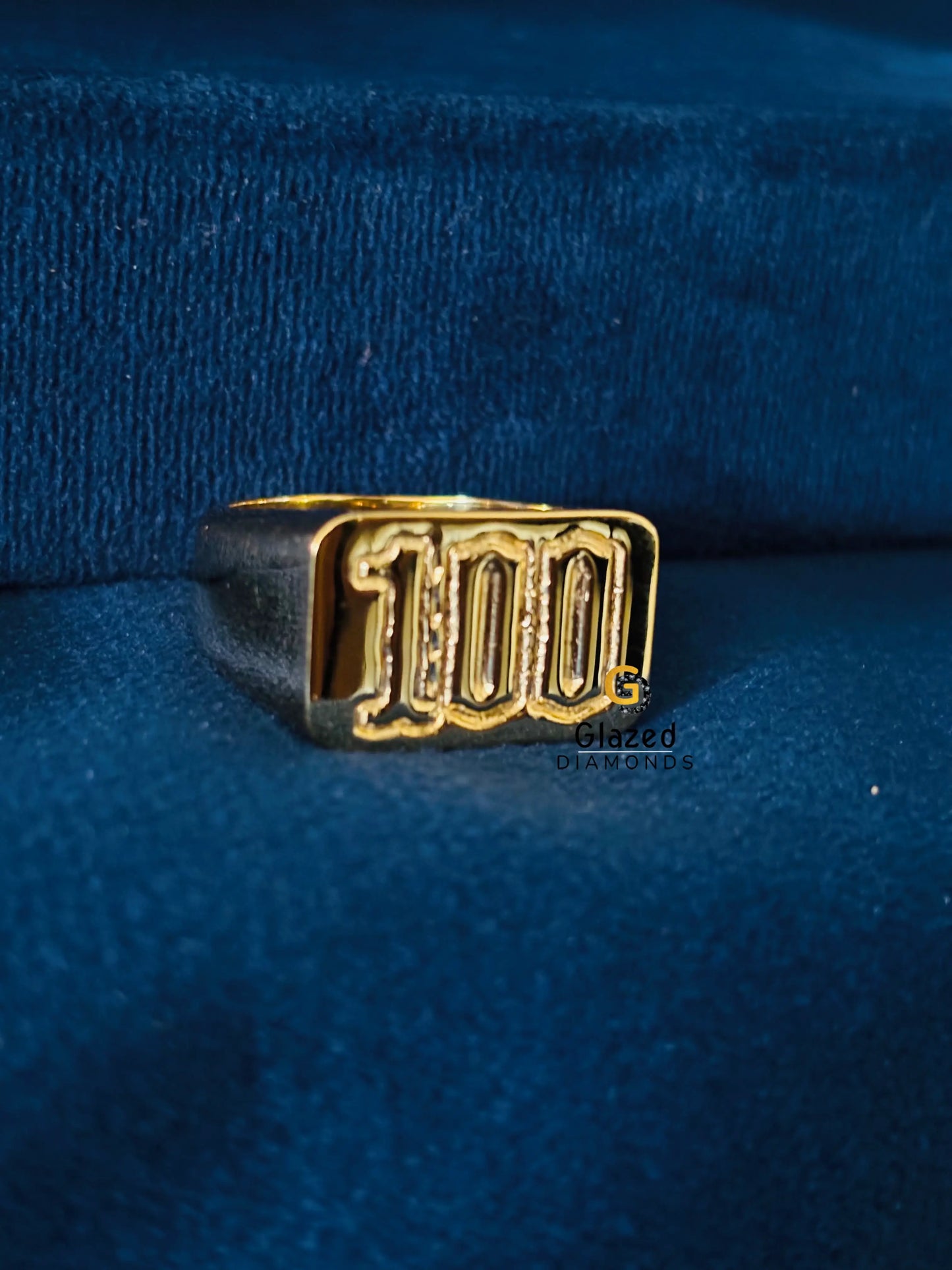 Men 925 Sterling Silver Custom 100 Number Hip Hop Ring
