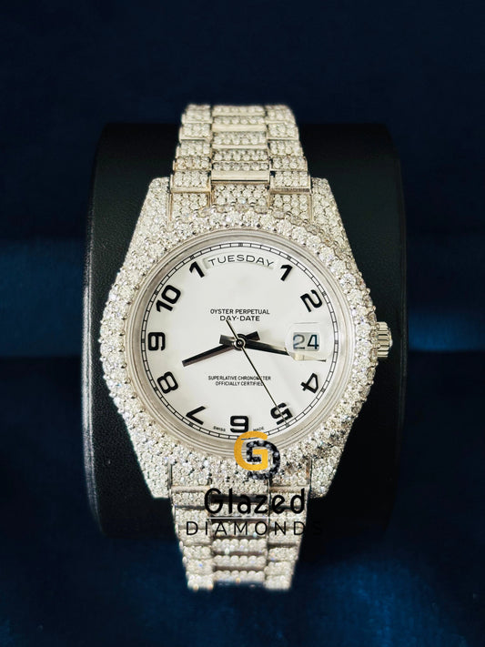 Men Stainless Steel Iced Out Moissanite Automatic Watch