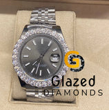 40MM Black Dial Moissanite Diamond Bezel Jubilee Belt Watch