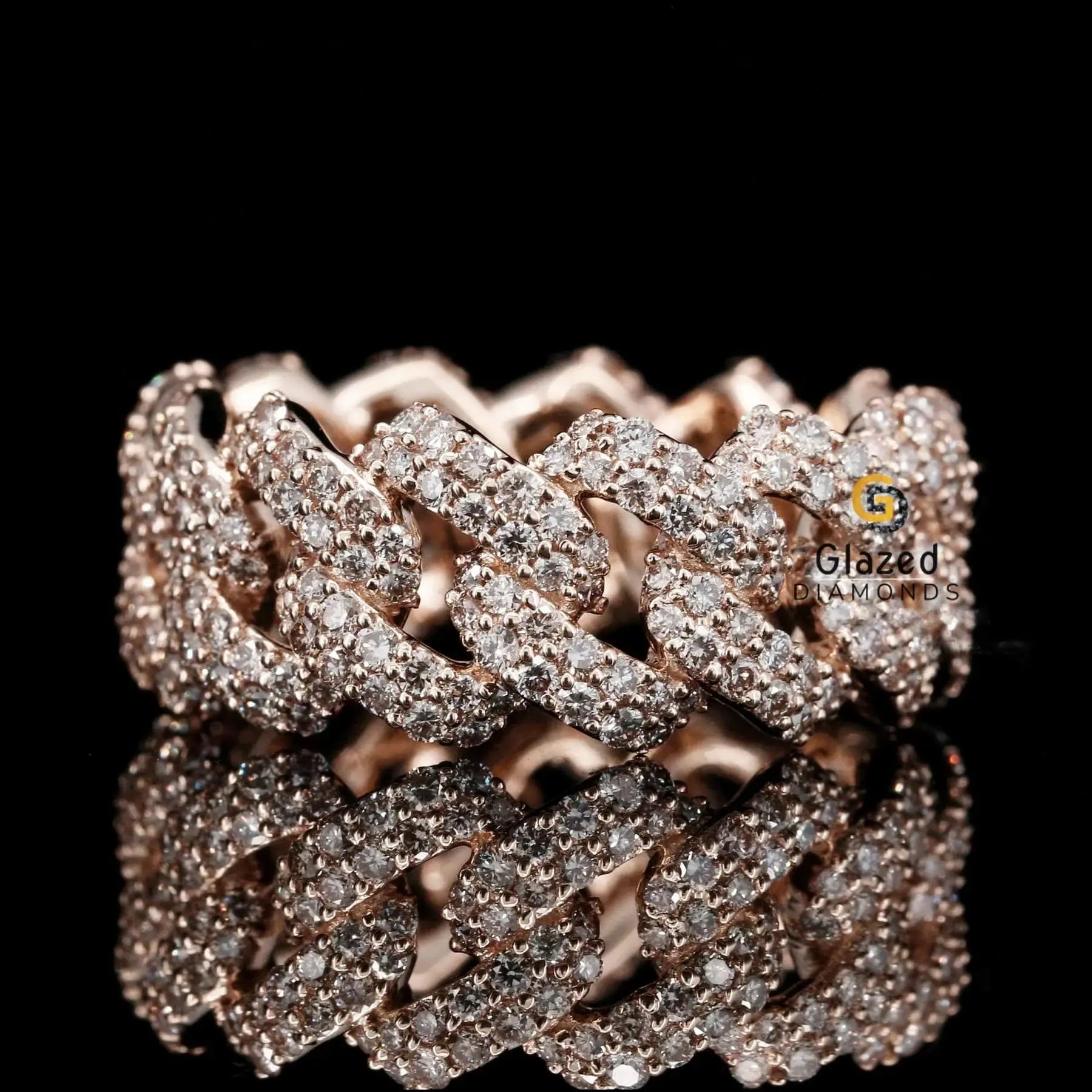 10MM Iced Out Round Moissanite Cuban Link Ring