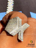 Full Iced Out Moissanite Initial Letter "X" Hip Hop Ring