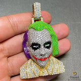 Two Tone Men's Enamel Iced 3D Joker Face Diamond Pendant