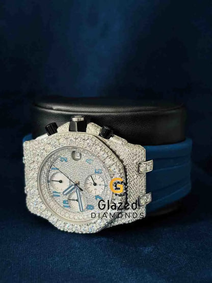 Men_s Blue Silicon Strap Multi Chronograph Dial AP Watch