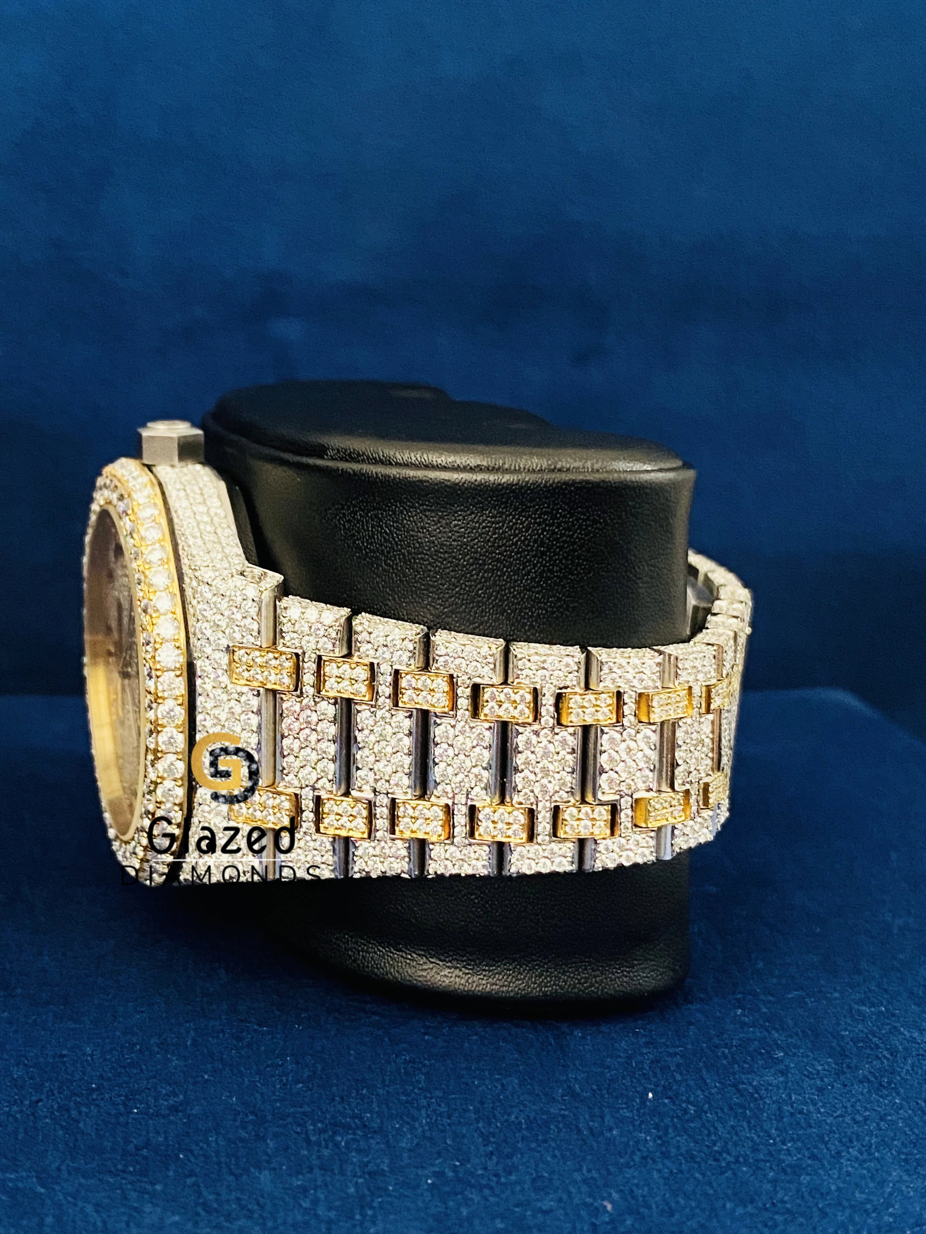 Men_s Bust Down Arabic Dial Moissanite Watch