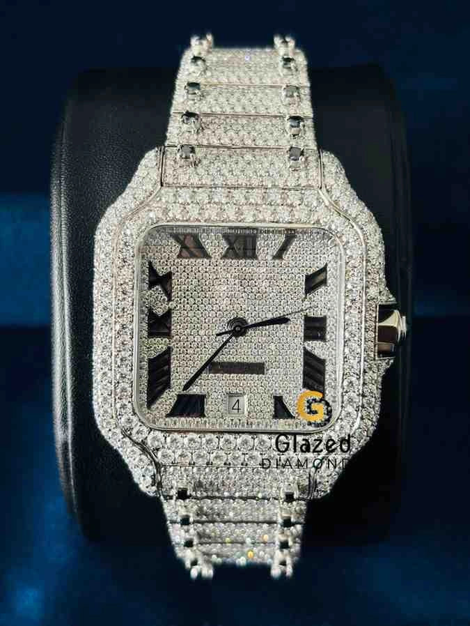 Men_s Bust Down Moissanite Cartier Watch