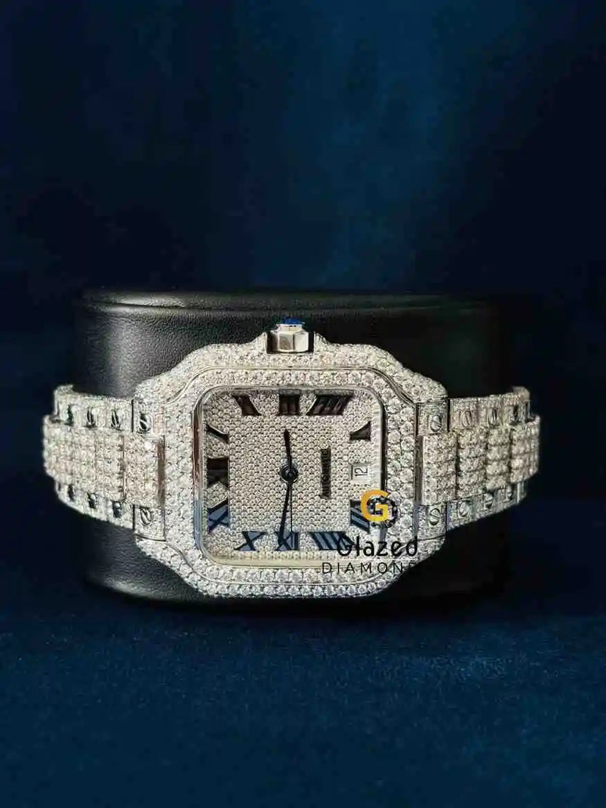 Men_s Diamond Studded Iced Moissanite Watch For Men
