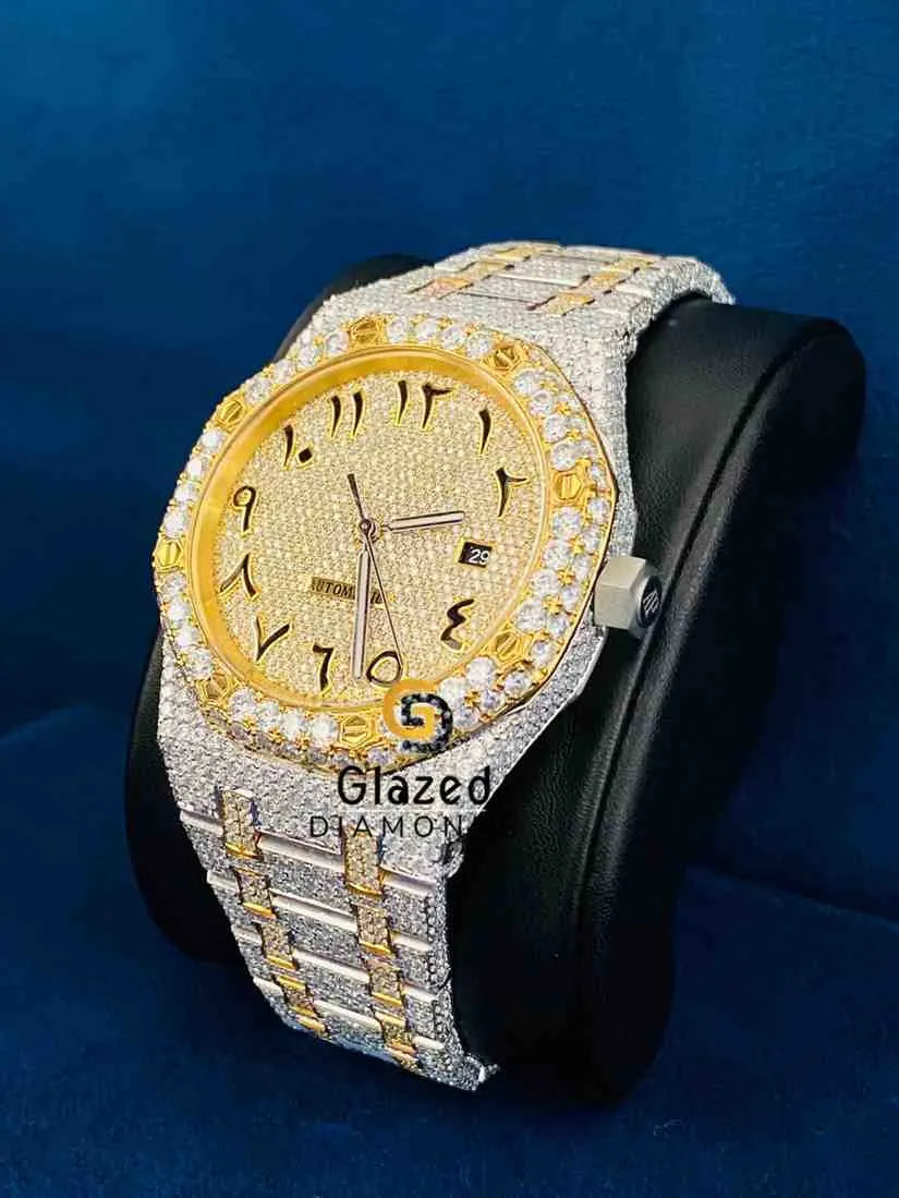 Men_s Iced Out Arabic Dial Rapper Watch