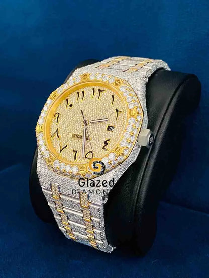 Men_s Iced Out Arabic Dial Rapper Watch