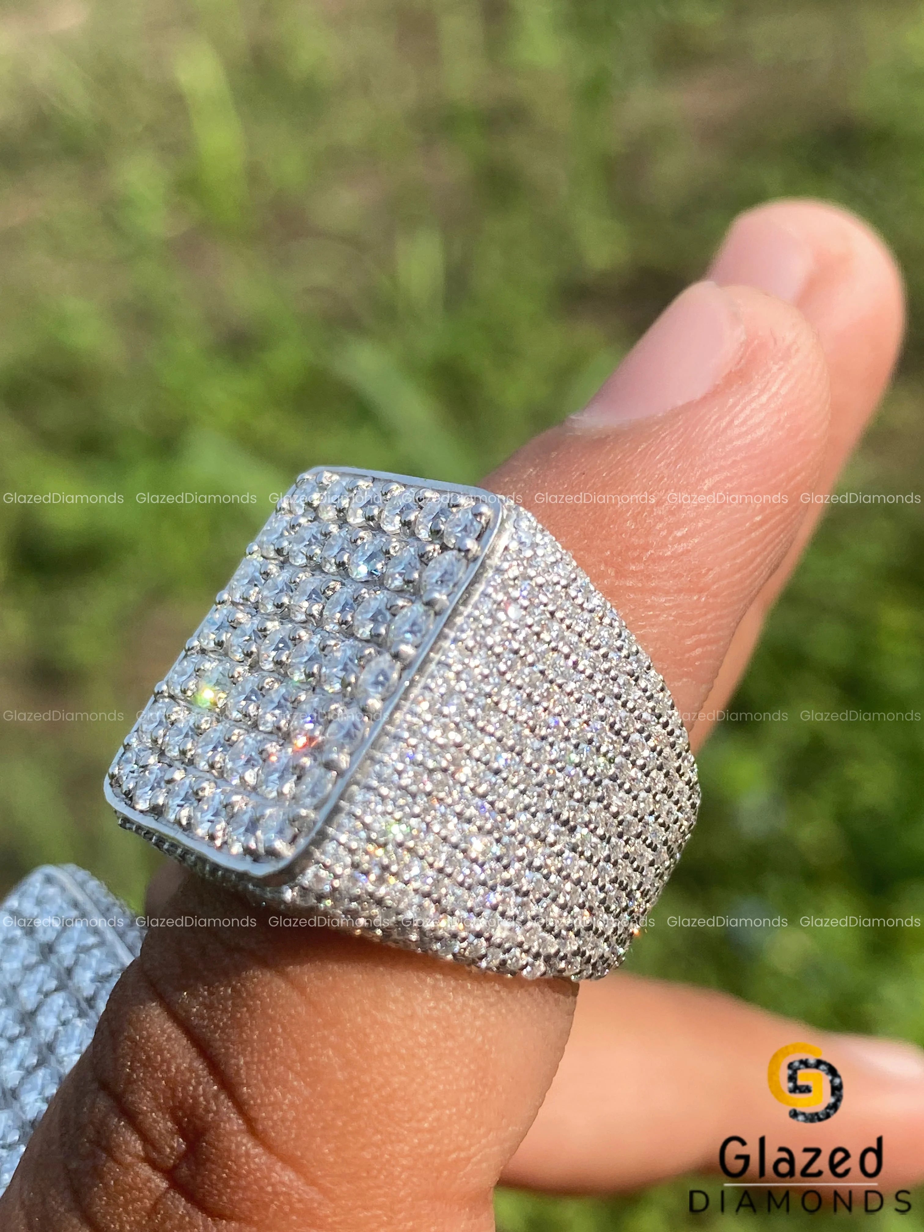 Ring Men Rapper Mens Super Iced Custom Square Hip Hop Pinky Ring For Rappers – Glazed ...