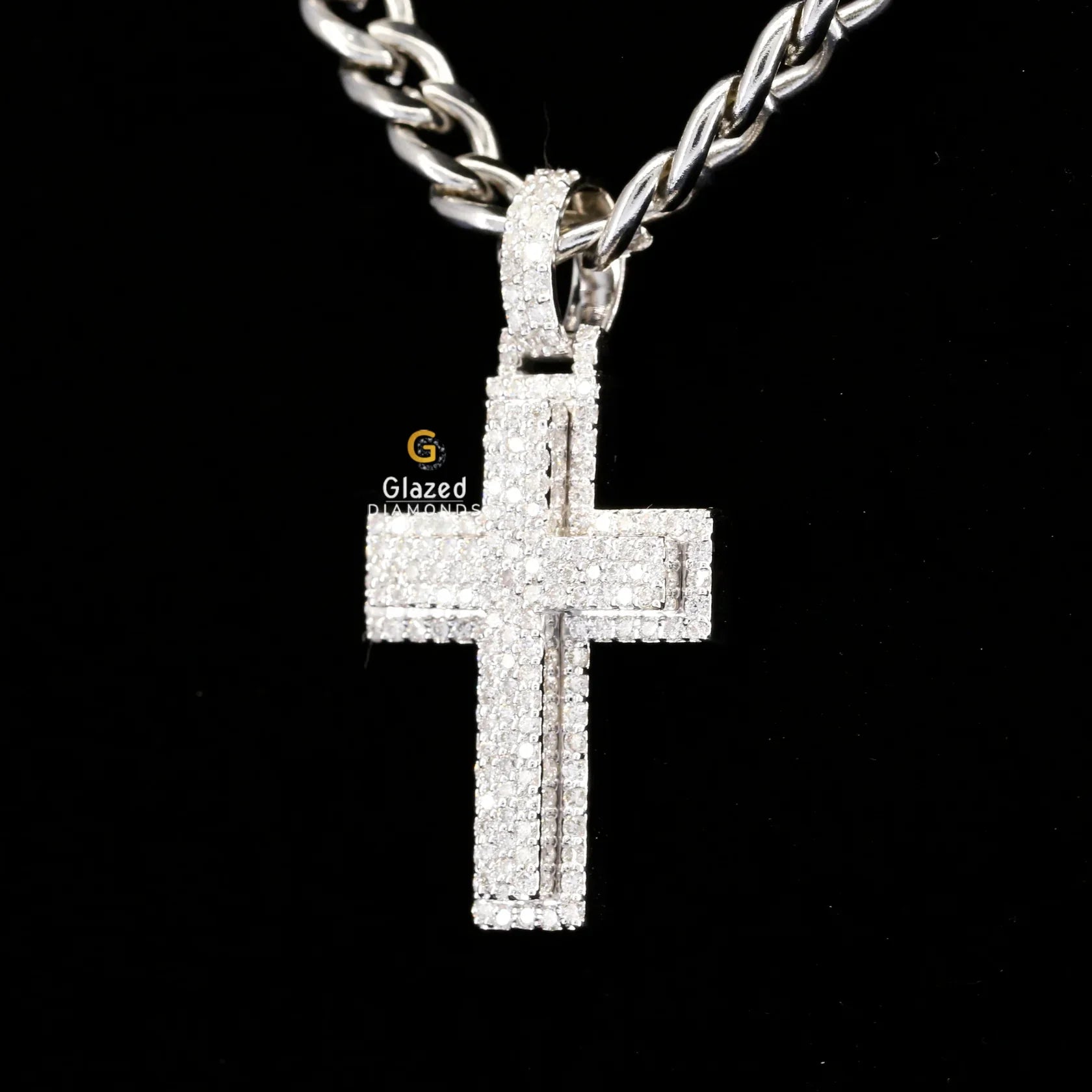 Bust Down Moissanite Diamond Religious Criss Cross Pendant