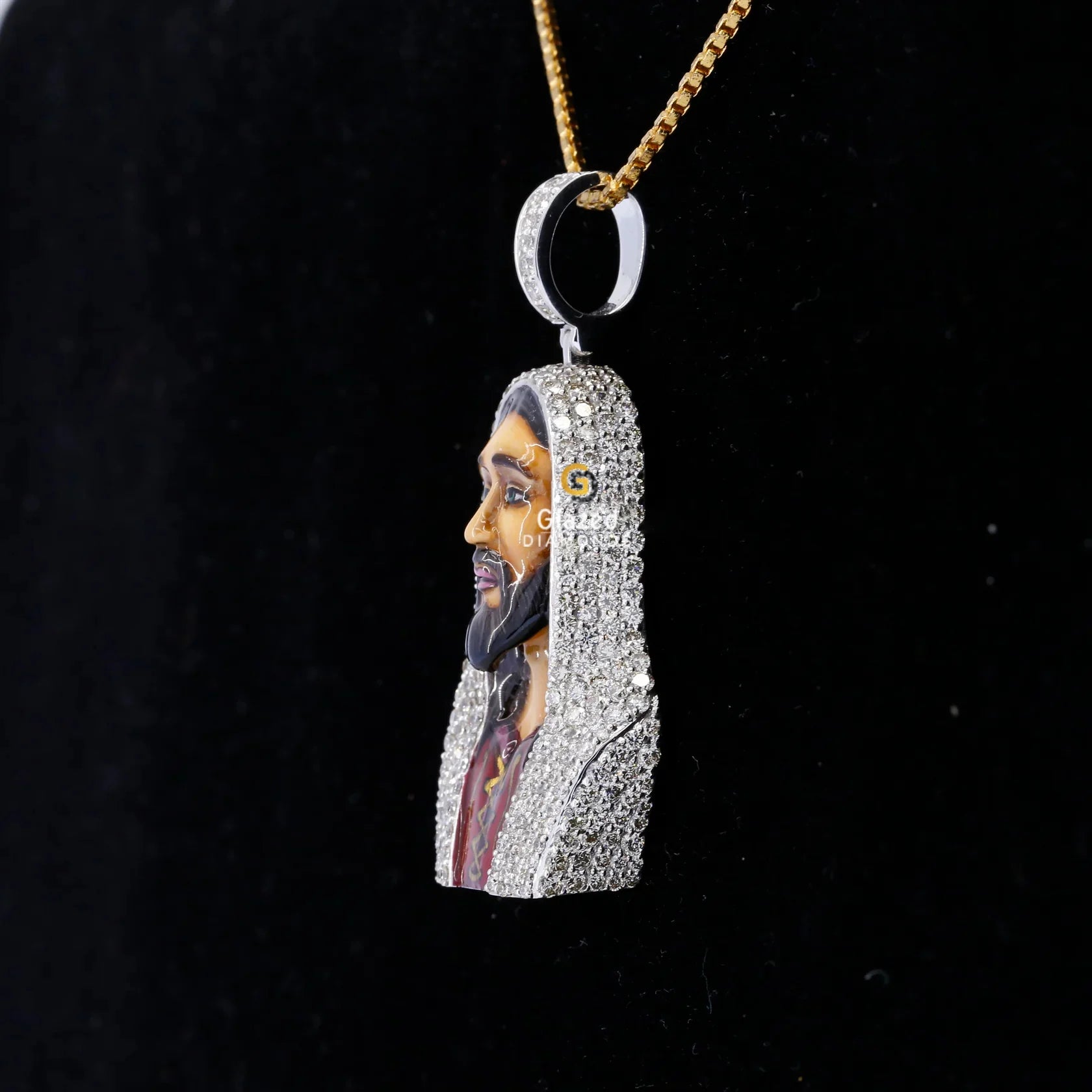 3D Enamel Jesus Iced Out Moissanite Diamond Religious Pendant