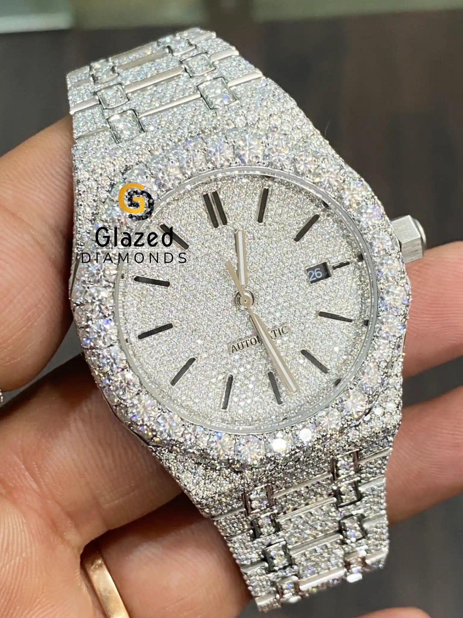 Buy Online Full Diamond Studded Moissanite Men's Watch