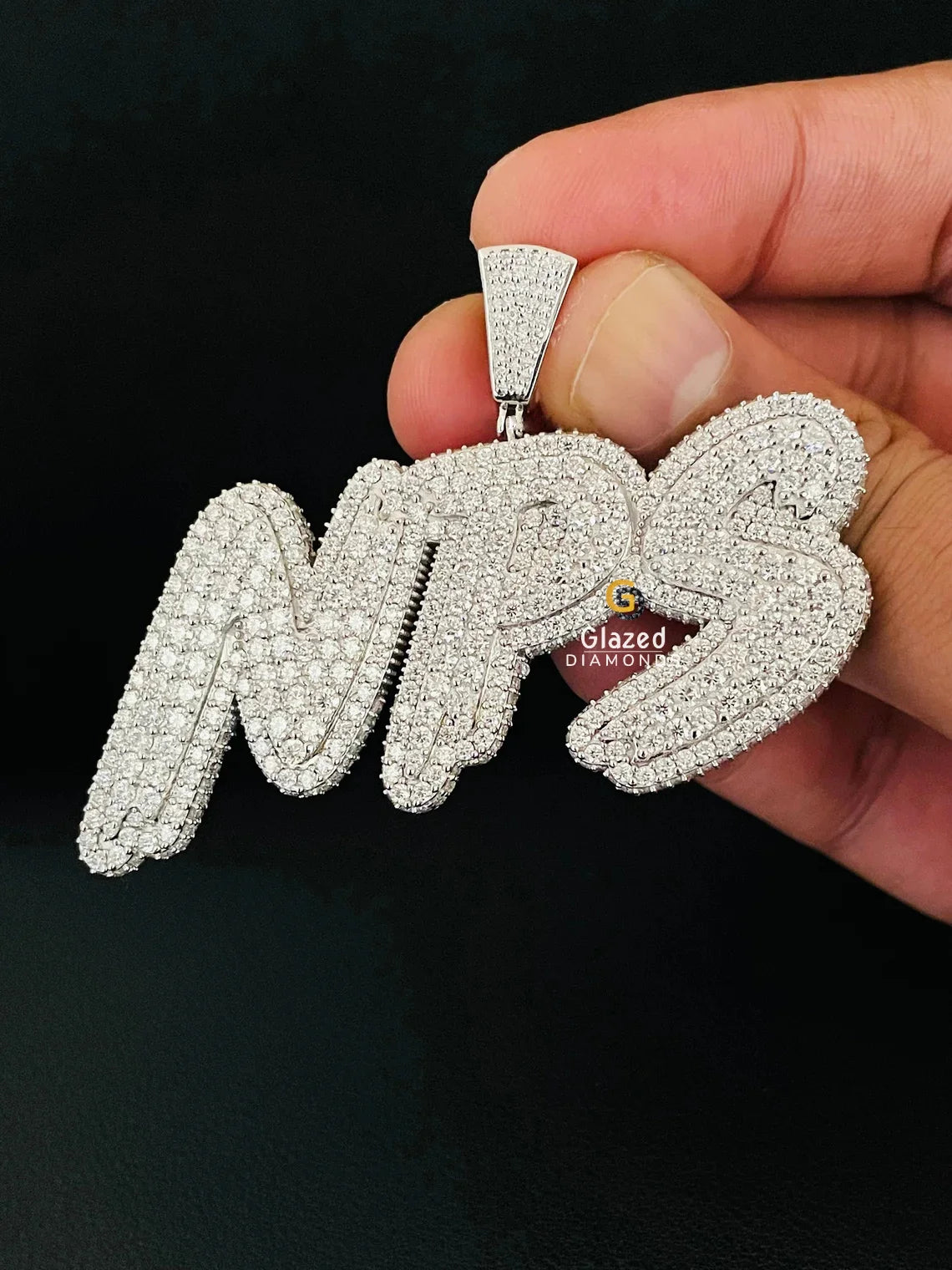 Full Iced Out VVS Moissanite Custom Rapper Name Letter Pendant