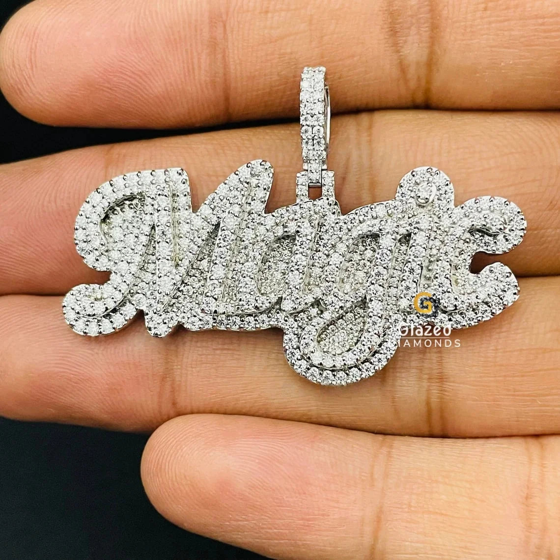 Bust Down Magic Name Letter Moissanite Iced Out Pendant