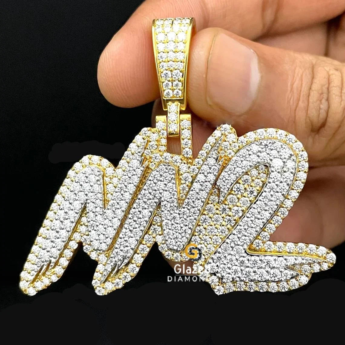 Iced Out Two Tone Letter Hip Hop Moissanite Pendant