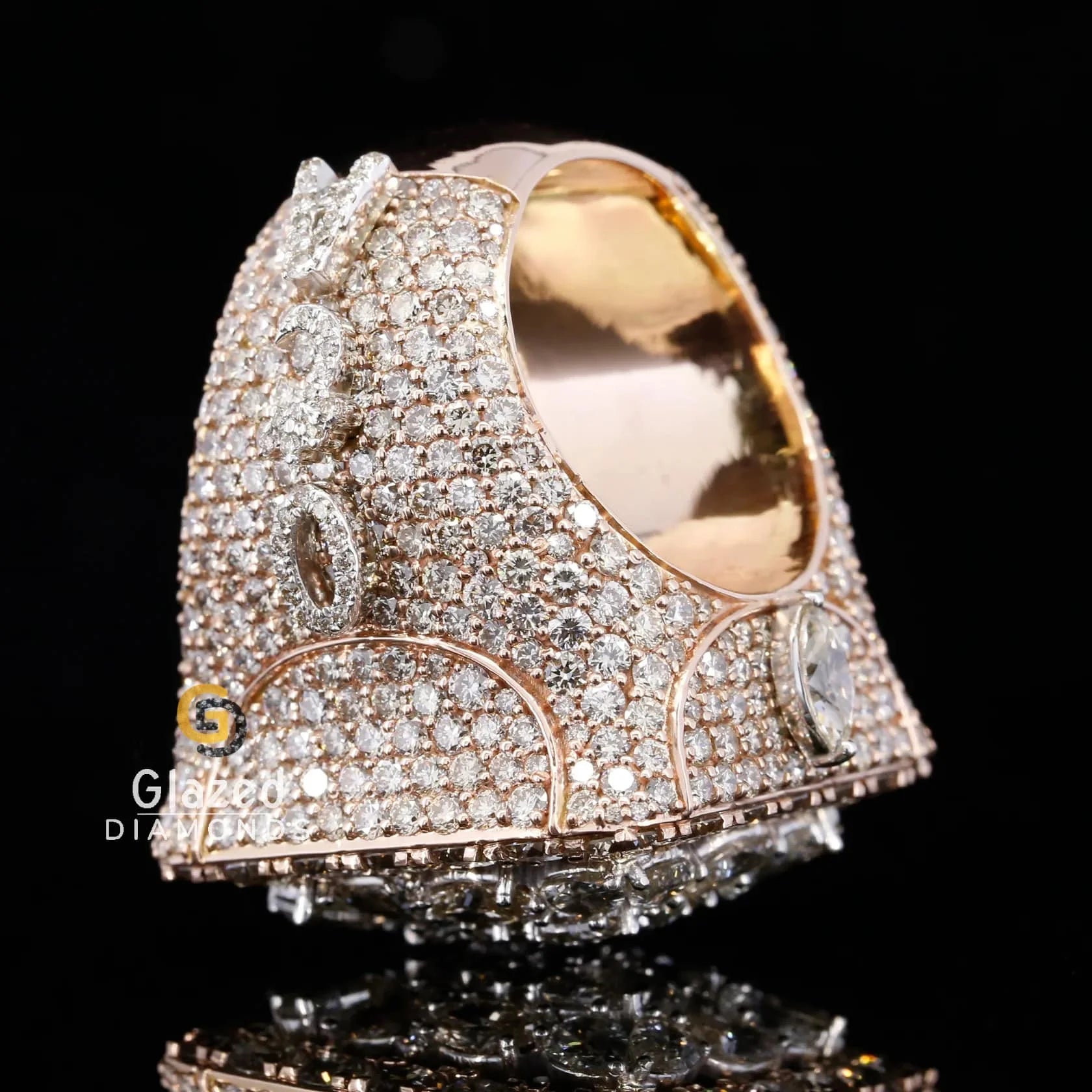 Mens Iced Out Multi Shape Moissanite Diamond Fancy Championship Hip Hop Ring