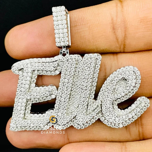 Mens Diamond Silver Pendant