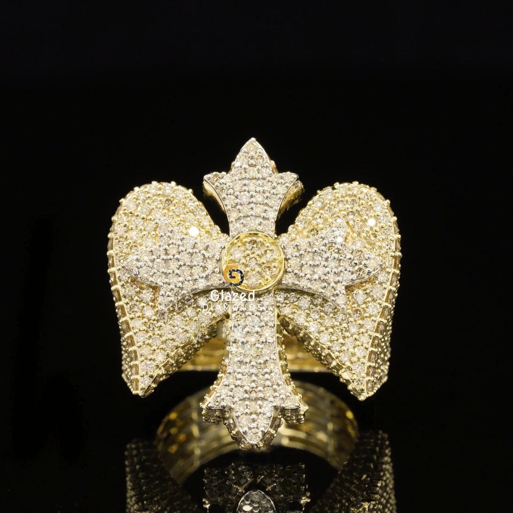 Heavy Rapper Diamond Rings Fully Iced Out Moissanite Cross Hip Hop Rapper Ring – Glazed Diamonds