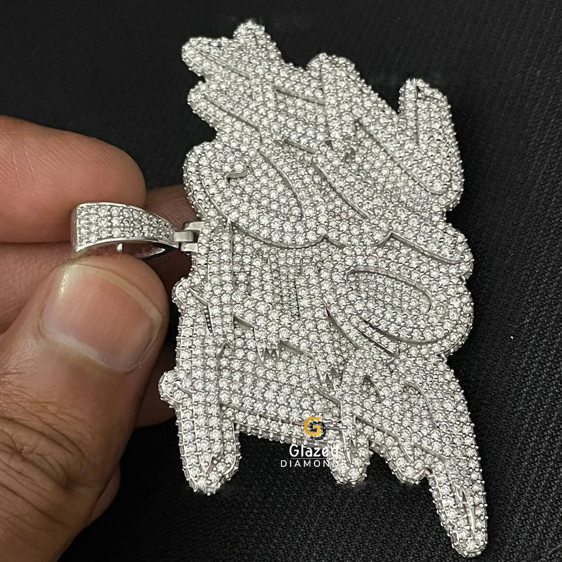 Mens Silver Diamond Pendant