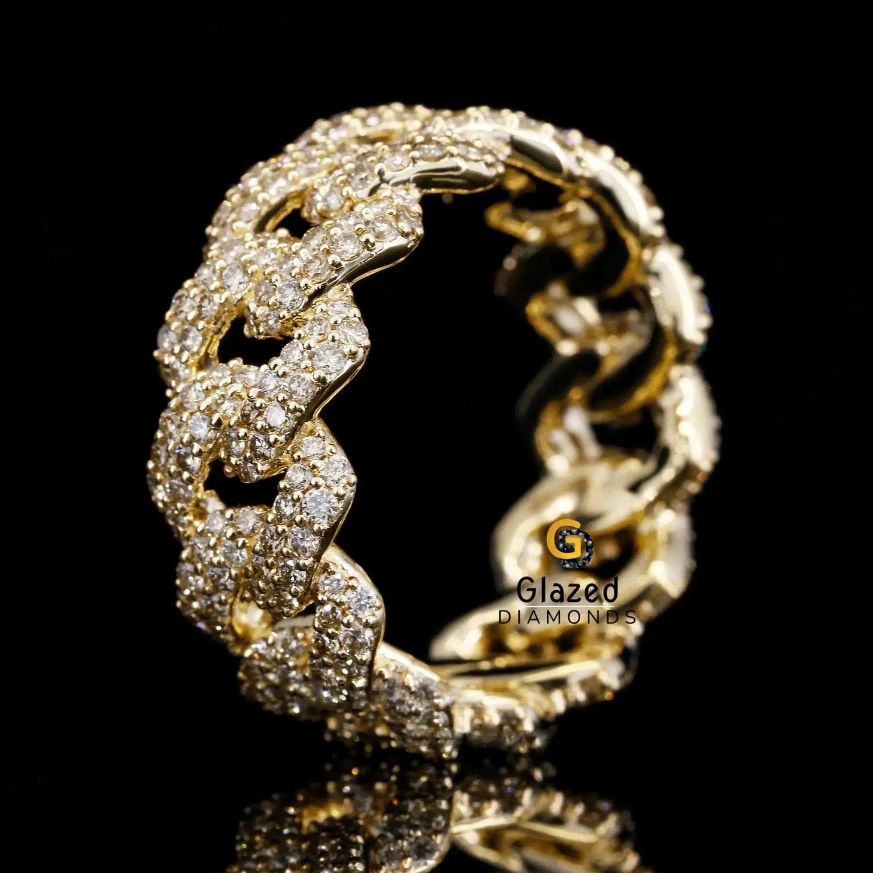 10MM Iced Out Round Moissanite Cuban Link Ring