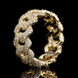 10MM Iced Out Round Moissanite Cuban Link Ring