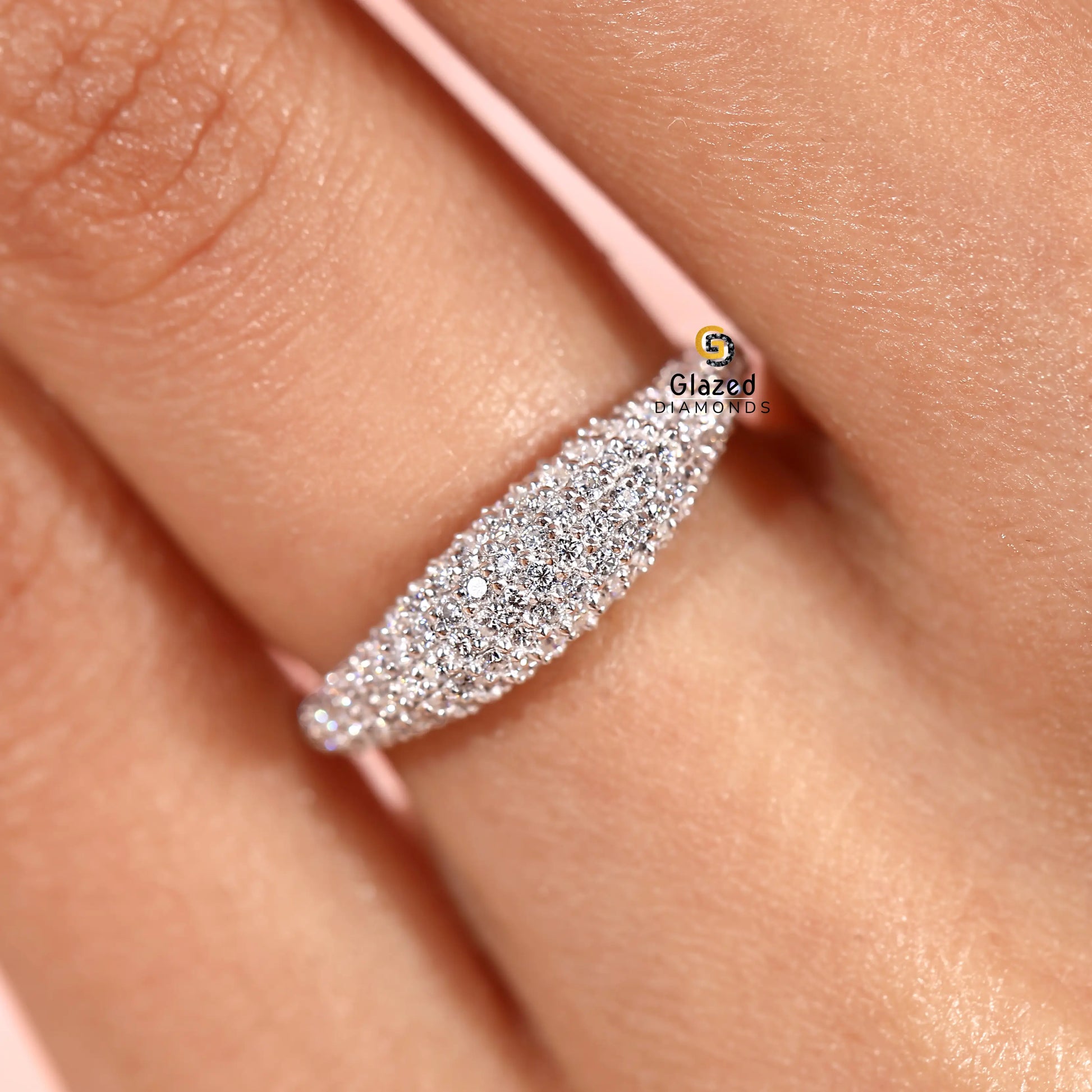 Micro Pave Lab Grown Diamond Dome Ring For Women