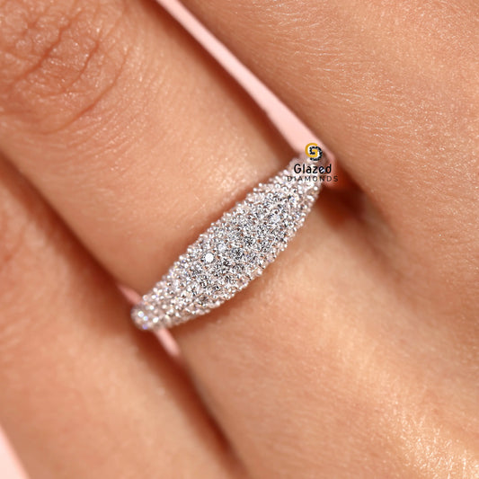 Micro Pave Lab Grown Diamond Dome Ring For Women