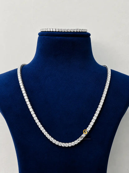 4MM Moissanite Tennis Chain/Bracelet Bundle 14K Gold