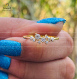 Unique Round Cut Moissanite Diamond Cluster Engagement Ring