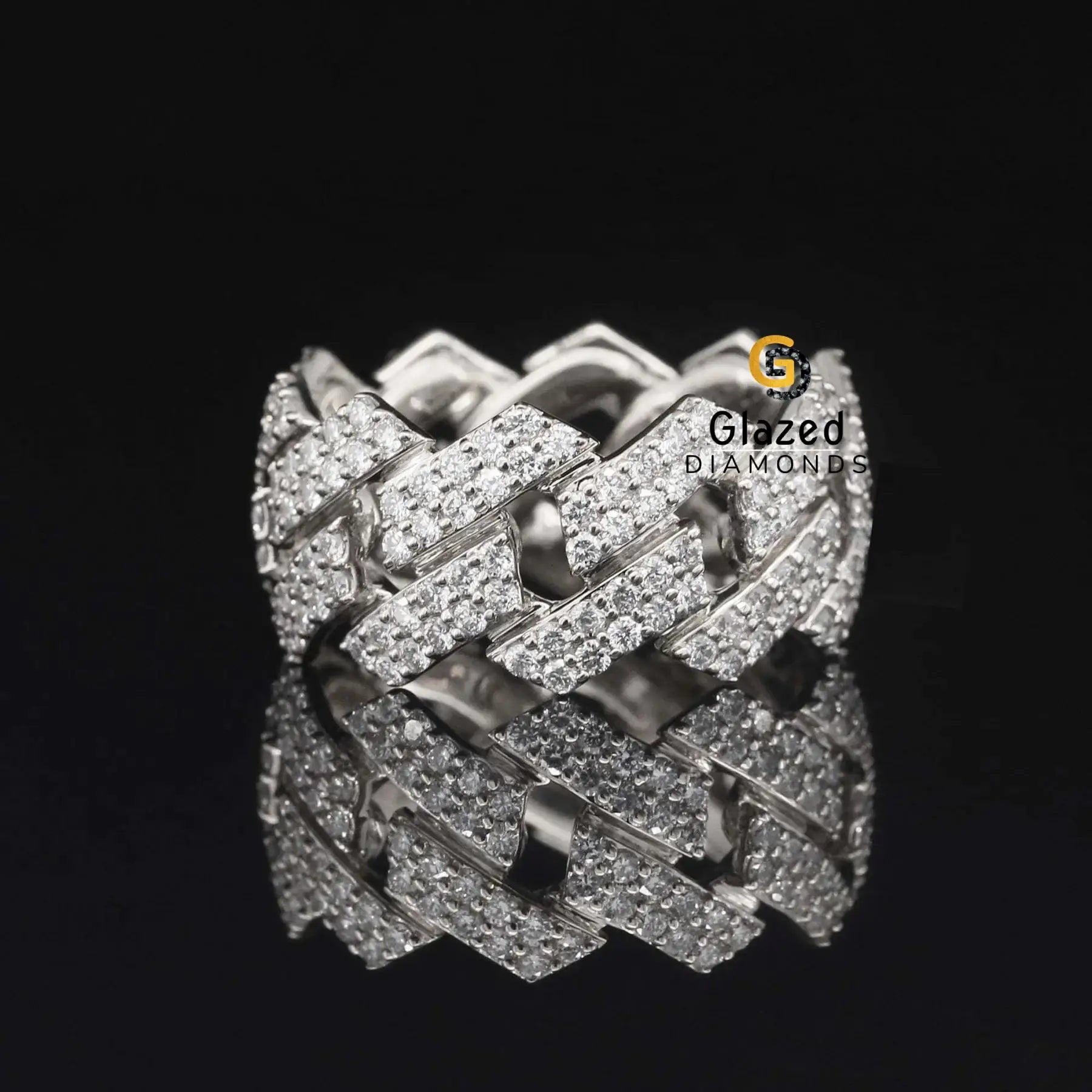 Men's Iced Out Moissanite Miami Cuban Link Rapper Ring