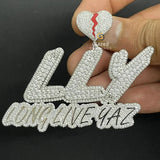 Iced Out LLY Custom Name Letter Moissanite Diamond Bust Down Pendant