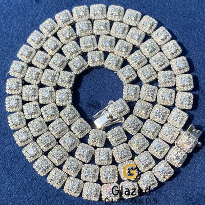 6.5MM Sterling Silver Moissanite Halo Tennis Chain