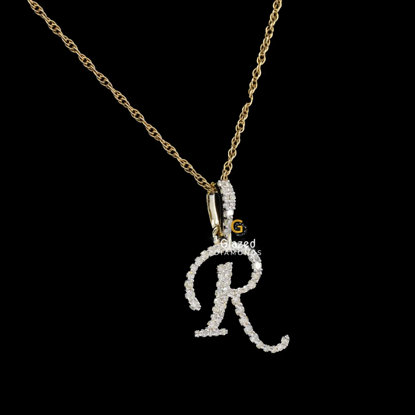 Initial R Letter Moissanite Pave Diamond Hip Hop Pendant