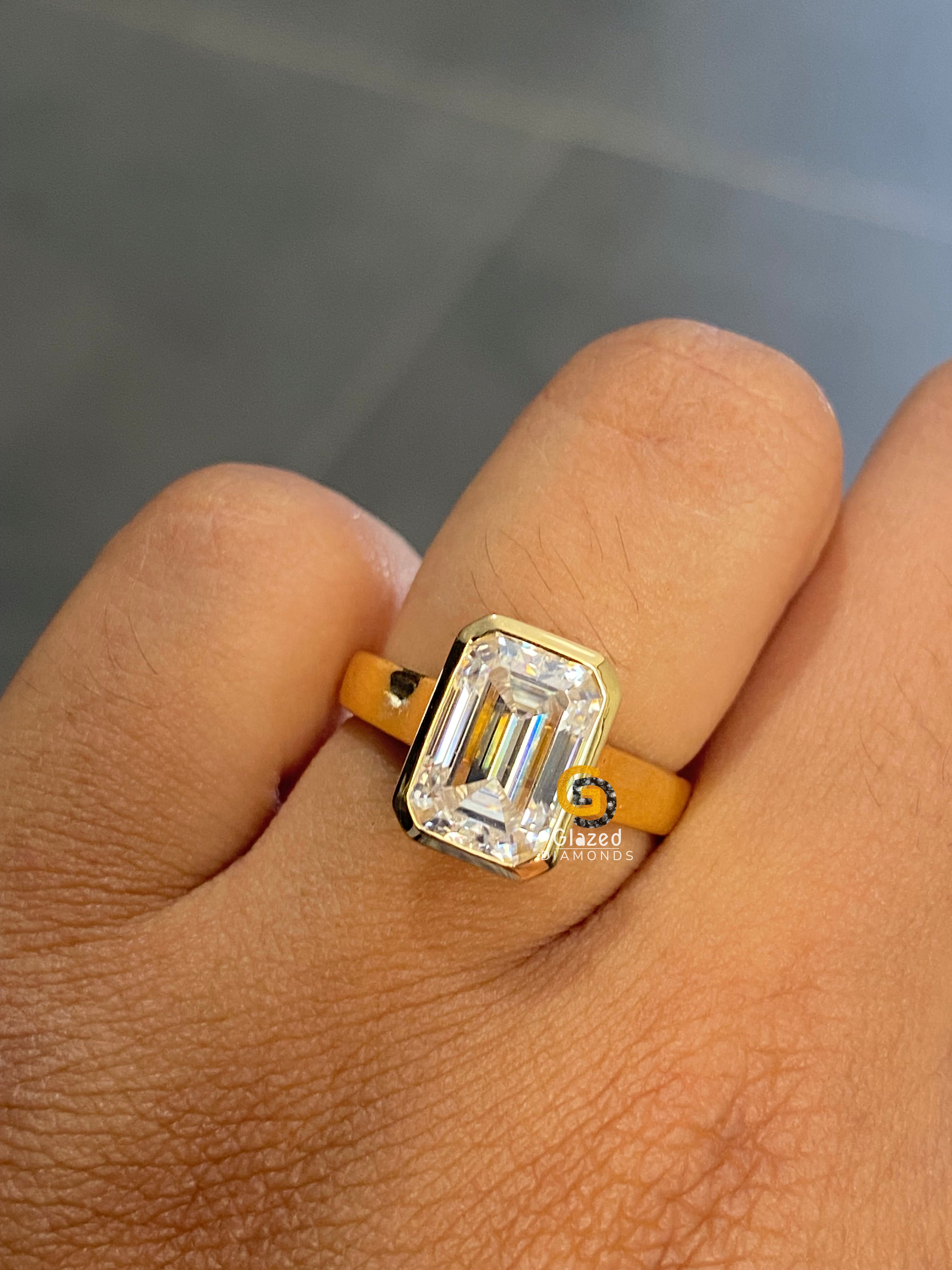 5 CT Bezel Set Solitaire Moissanite Engagement Ring For Her